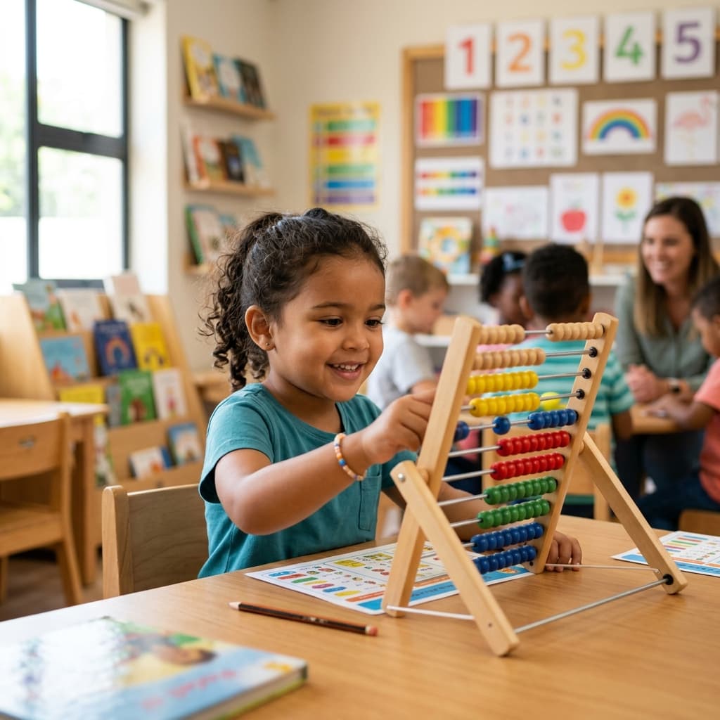 Young child learning Abacus